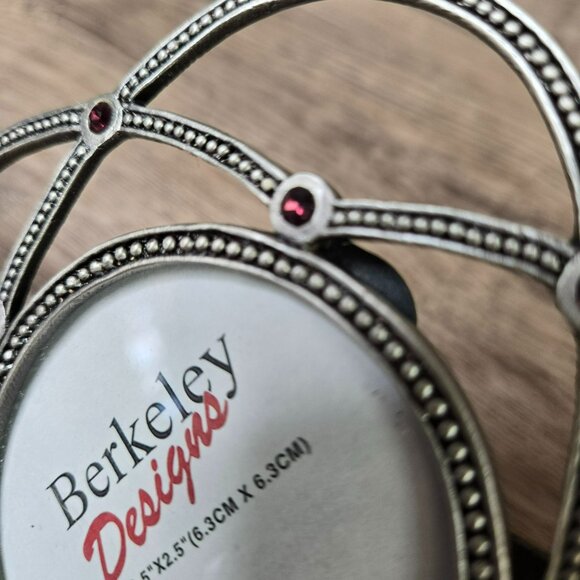 Berkeley Designs Jewel Open Work Antiqued Metal Frame Deep Purple Gemstones 2.5" - Picture 2 of 7